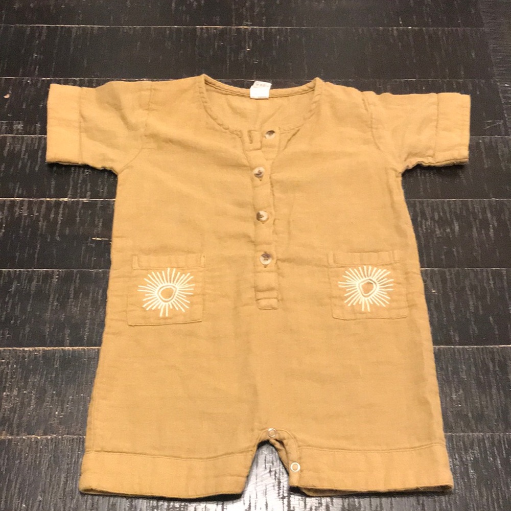 Kate Quinn Tan Bodysuit with Sunburst Design